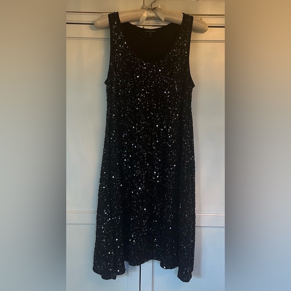 Eileen Fisher Black Silk Sequin Swing Dress - Women’s Medium